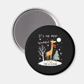 Funny Giraffe The Most Wonderful Time Christmas T- Magnet (Vorderseite/Rückseite)