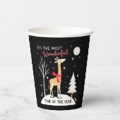 Funny Giraffe The Most Wonderful Time Christmas T- Pappbecher (Vorderseite)