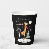 Funny Giraffe The Most Wonderful Time Christmas T- Pappbecher (Vorderseite)