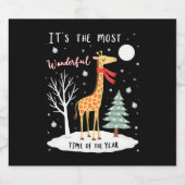 Funny Giraffe The Most Wonderful Time Christmas T- Schaumweinetikett (Einzelnes Label)