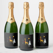 Funny Giraffe The Most Wonderful Time Christmas T- Schaumweinetikett (Flaschen)