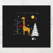 Funny Giraffe The Most Wonderful Time Christmas T- Schaumweinetikett (Einzelnes Label)