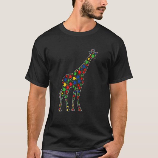 Funny Giraffe Tiere Puzzle Pieces Autism Awarene T-Shirt (Vorderseite)
