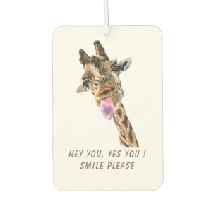 Funny Giraffe Tongue Out and Playful Wink Cartoon Autolufterfrischer