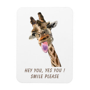 Funny Giraffe Tongue Out and Playful Wink Cartoon  Magnet