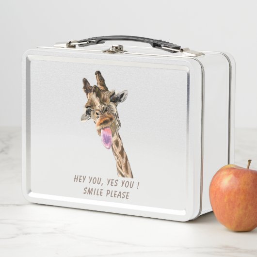 Funny Giraffe Tongue Out and Playful Wink Cartoon  Metall Brotdose (Beispiel)