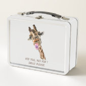 Funny Giraffe Tongue Out and Playful Wink Cartoon  Metall Brotdose (Vorderseite)