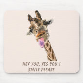Funny Giraffe Tongue Out and Playful Wink Cartoon Mousepad (Vorne)