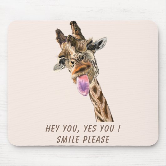 Funny Giraffe Tongue Out and Playful Wink Cartoon Mousepad (Vorne)