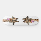 Funny Giraffe Tongue Out and Playful Wink Cartoon Skateboard (Horizontal)
