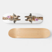 Funny Giraffe Tongue Out and Playful Wink Cartoon Skateboard (Horizontal)