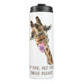 Funny Giraffe Tongue Out and Playful Wink Cartoon Thermosbecher (Vorderseite)
