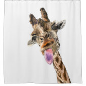 Funny Giraffe Tongue Out and Playful Wink - Fun Duschvorhang (Vorderseite)