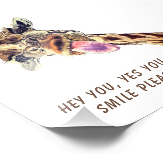 Funny Giraffe Tongue Out and Playful Wink - Fun Fotodruck (Ecke)