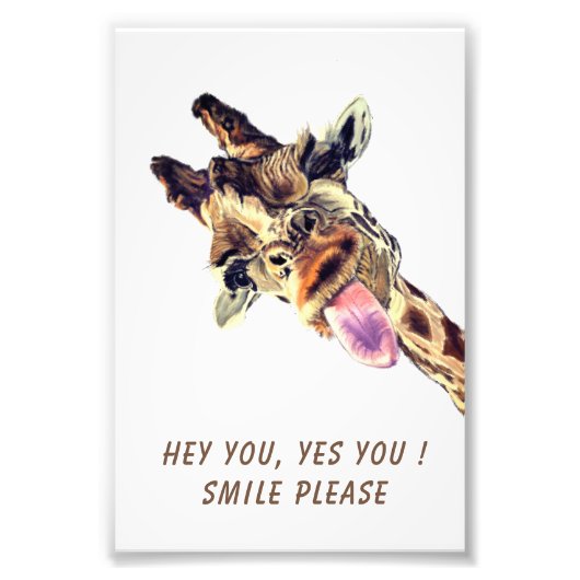 Funny Giraffe Tongue Out and Playful Wink - Fun Fotodruck (Vorne)