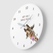 Funny Giraffe Tongue Out and Playful Wink - Fun Große Wanduhr (Winkel)