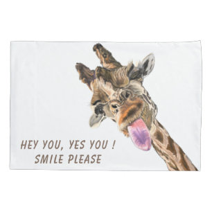 Funny Giraffe Tongue Out and Playful Wink - Läche Kissenbezug