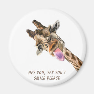 Funny Giraffe Tongue Out and Playful Wink - Läche Magnet