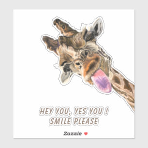 Funny Giraffe Tongue Out and Playful Wink - Lächel Aufkleber