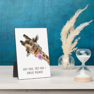 Funny Giraffe Tongue Out and Playful Wink - Lächel Fotoplatte