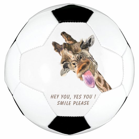 Funny Giraffe Tongue Out and Playful Wink - Lächel Fußball (Vorderseite)