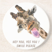 Funny Giraffe Tongue Out and Playful Wink - Lächel Getränkeuntersetzer (Vorne)