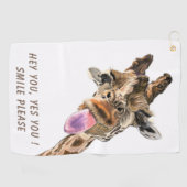 Funny Giraffe Tongue Out and Playful Wink - Lächel Golfhandtuch (Horizontal)