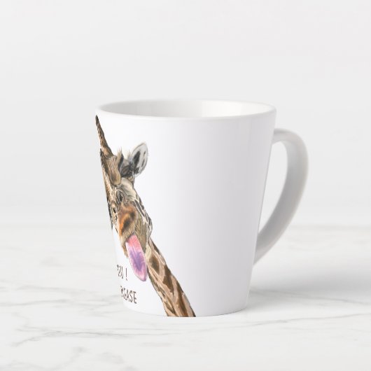 Funny Giraffe Tongue Out and Playful Wink - Lächel Milchtasse (Rechte Ecke)