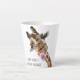 Funny Giraffe Tongue Out and Playful Wink - Lächel Milchtasse