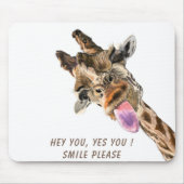 Funny Giraffe Tongue Out and Playful Wink - Lächel Mousepad (Vorne)