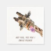 Funny Giraffe Tongue Out and Playful Wink - Lächel Serviette (Vorderseite)