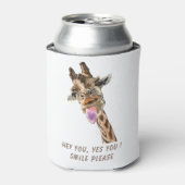 Funny Giraffe Tongue Out Can Cooler - Custom Text Dosenkühler (Kanne Vorderseite)