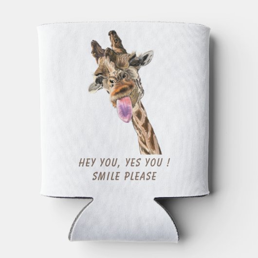 Funny Giraffe Tongue Out Can Cooler - Custom Text Dosenkühler (Rückseite)