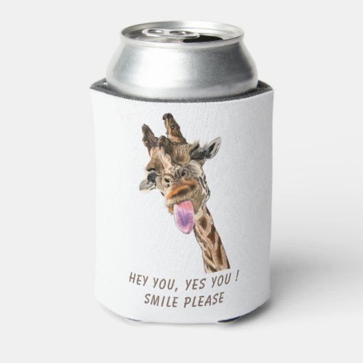 Funny Giraffe Tongue Out Can Cooler - Custom Text Dosenkühler (Kanne Rückseite)