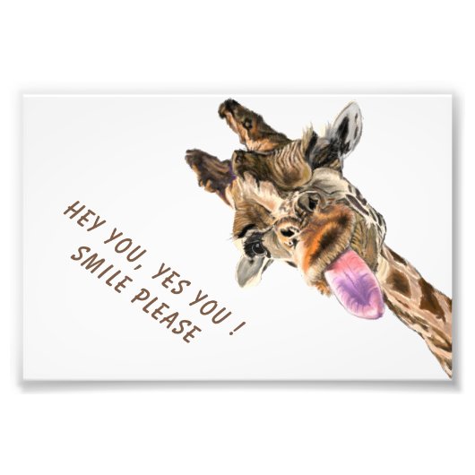 Funny Giraffe Tongue Out Custom Text Fotodruck (Vorne)