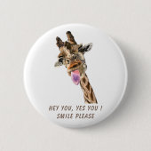 Funny Giraffe Tongue Out Playful Button (Vorderseite)