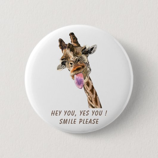 Funny Giraffe Tongue Out Playful Button (Vorderseite)