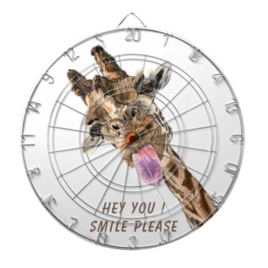Funny Giraffe Tongue Out Playful Dart Board Lächel Dartscheibe (vorne)
