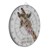 Funny Giraffe Tongue Out Playful Dart Board Lächel Dartscheibe (Vorderseite Links)