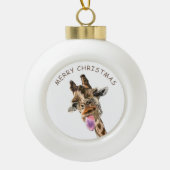 Funny Giraffe Tongue Out Playful Smile Keramik Kugel-Ornament (Vorderseite)