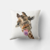Funny Giraffe Tongue Out Playful Throw Kissen (Rückseite)