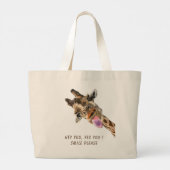 Funny Giraffe Tongue Out Playful Tote Bag Jumbo Stoffbeutel (Rückseite)