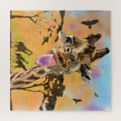 Funny Giraffe Tongue Out Playful Wink - Zeichnend Puzzle (Horizontal)