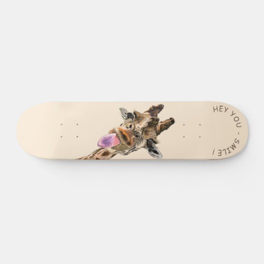 Funny Giraffe Tongue Out Skateboard - Lächeln (Horizontal)