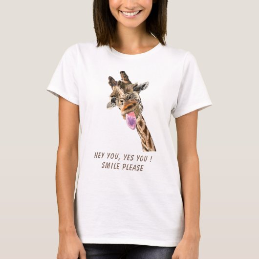 Funny Giraffe Tongue Out T - Shirt - Benutzerdefin (Vorderseite)