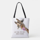 Funny Giraffe Tote Bag - Benutzerdefinierter Text Tasche (Rückseite)