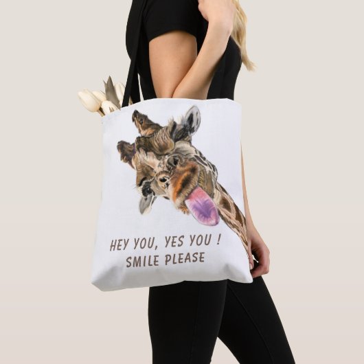 Funny Giraffe Tote Bag - Benutzerdefinierter Text Tasche (Von Nahem)