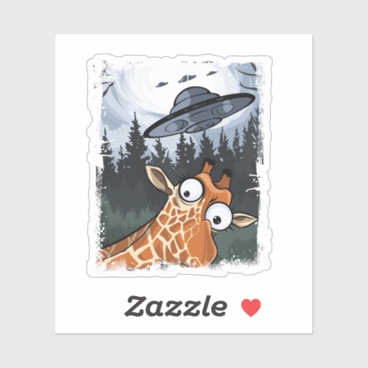 Funny Giraffe UFO Zoo Animal Weird Meme Graphic _ Aufkleber (Blatt)