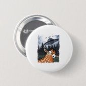 Funny Giraffe UFO Zoo Animal Weird Meme Graphic _ Button (Vorne & Hinten)