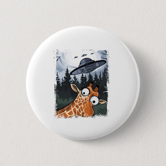 Funny Giraffe UFO Zoo Animal Weird Meme Graphic _ Button (Vorderseite)